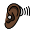 ear with hearing aid, dark skin tone